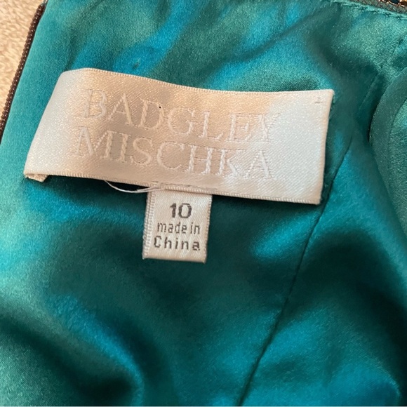 Badgley Mischka Halter Beaded Embroidery Pleated Tulle Silk Formal Dress-Size 10 - Picture 16 of 16